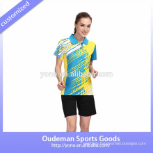 Latest hign quality badminton sports jersey designs for badminton, unisex badminton jersey for young